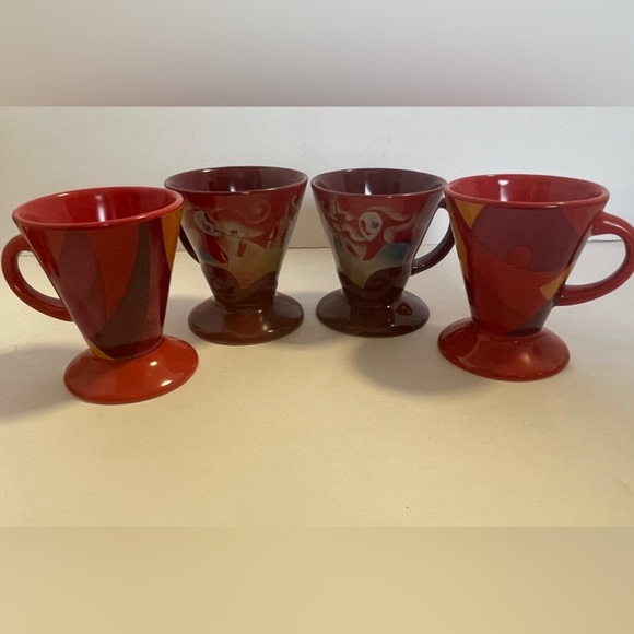 Espresso Cups Source Incorporated Liqueur Coffee Mug Harlequin Musician set of 4 - Picture 1 of 6